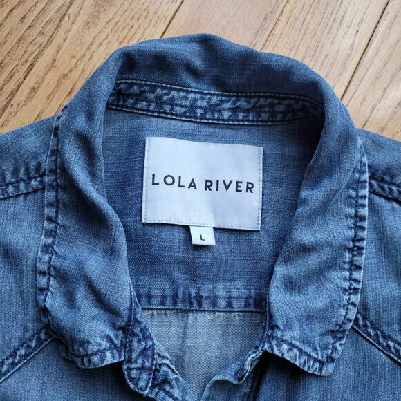 Lola River Blouse Chambray Long Sleeve Button Up L - Picture 2 of 12